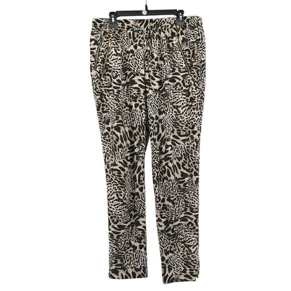 Calvin Klein Women’s Leopard Jogger Pants – Large, Drawstring Waist, Zip Pockets - Picture 1 of 15